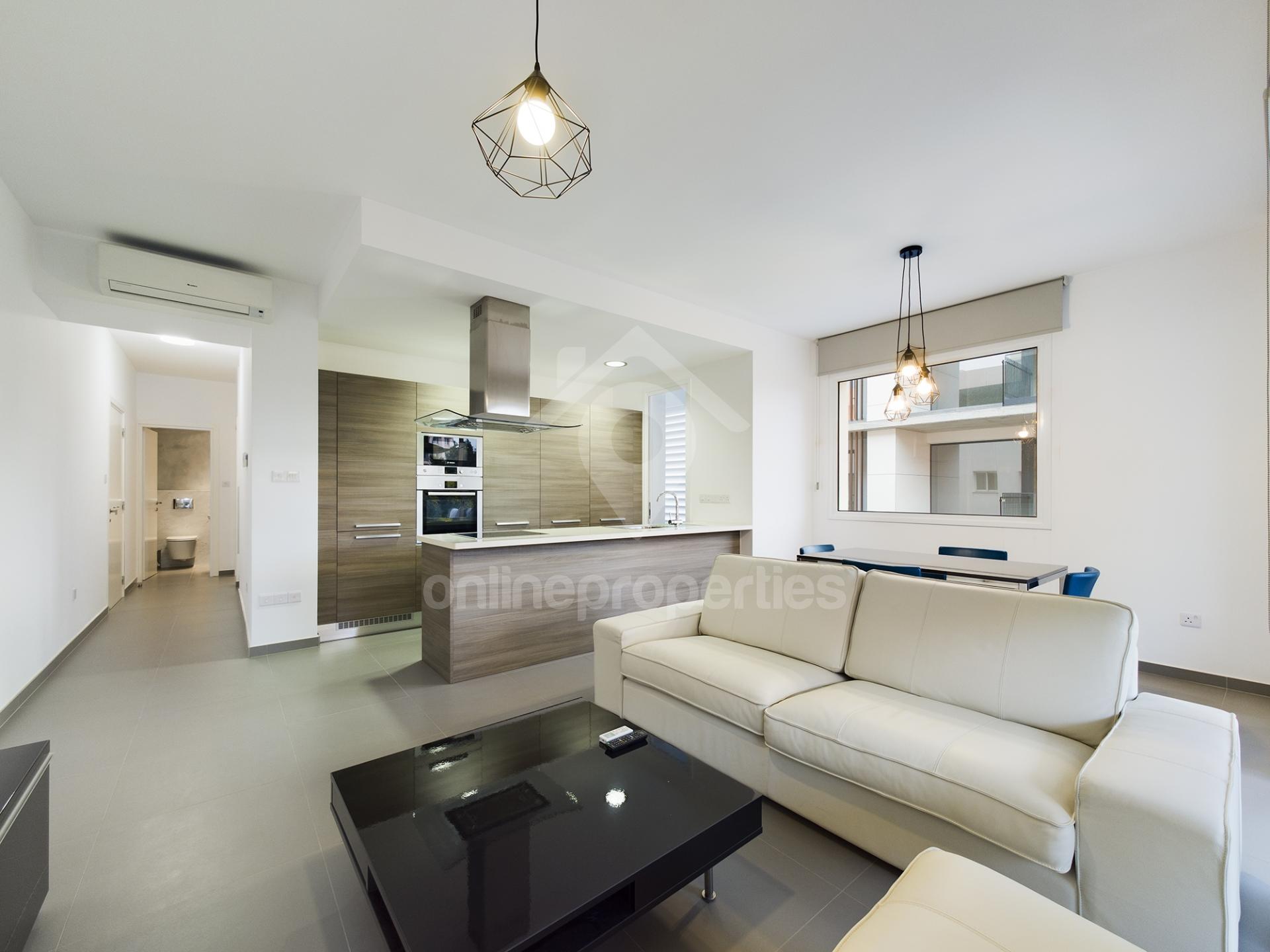 Modern apartment overlooking a park